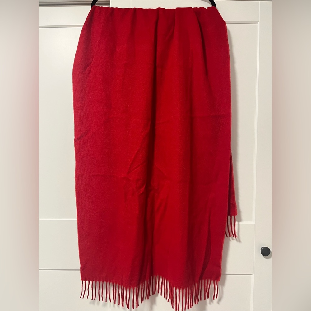 Red Wool Shawl Wrap - Extra Large Thick Soft